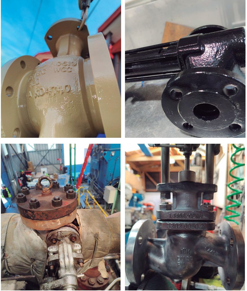 Collage de válvulas industriales recuperadas